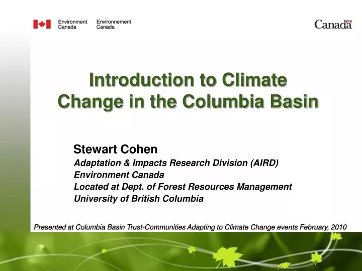 introduction to climate change in the columbia basin