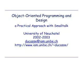 Object-Oriented Programming and Design