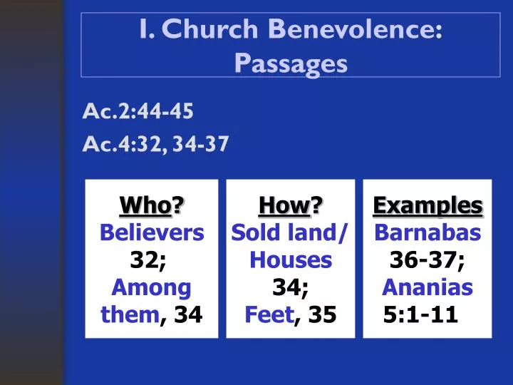 i church benevolence passages