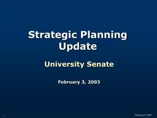 Strategic Planning Update