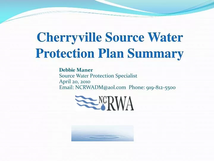 cherryville source water protection plan summary