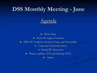 DSS Monthly Meeting - June