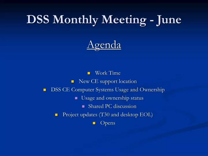dss monthly meeting june