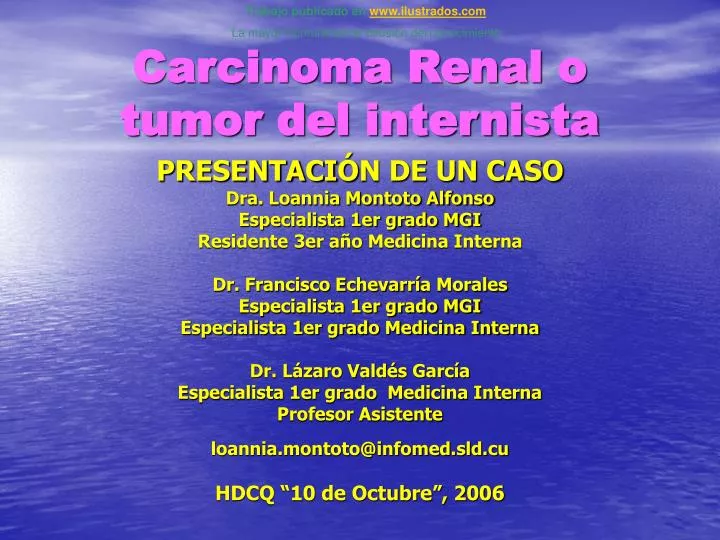 carcinoma renal o tumor del internista