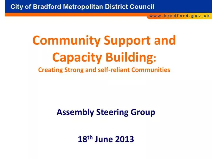 community support and capacity building creating strong and self reliant communities