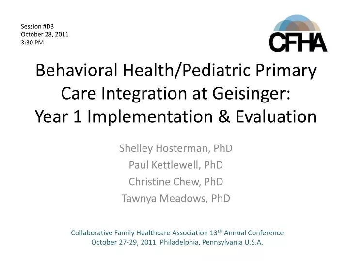 behavioral health pediatric primary care integration at geisinger year 1 implementation evaluation