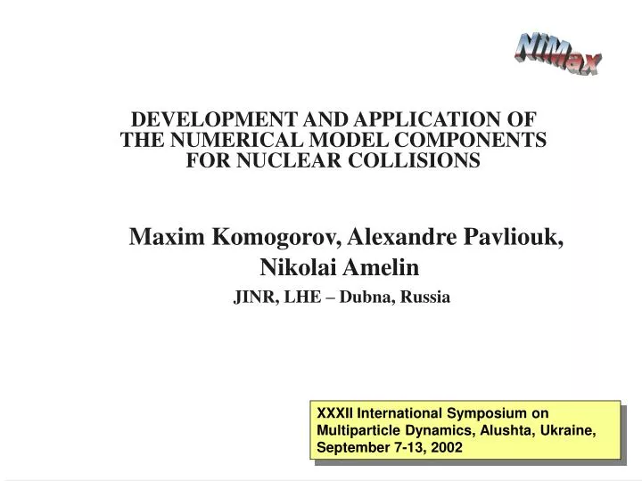 development and application of the numerical model components for nuclear collisions