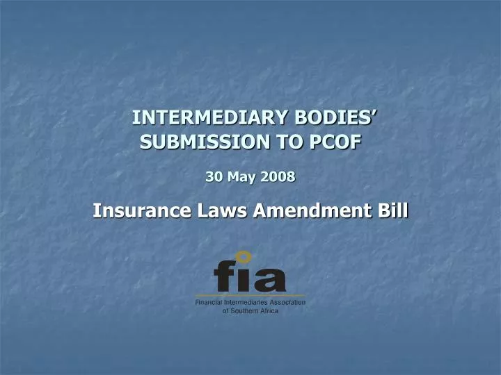 intermediary bodies submission to pcof 30 may 2008