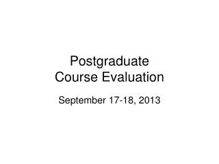 Postgraduate Course Evaluation
