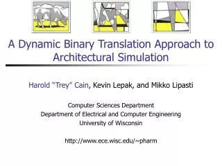 A Dynamic Binary Translation Approach to Architectural Simulation