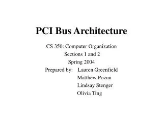 PCI Bus Architecture
