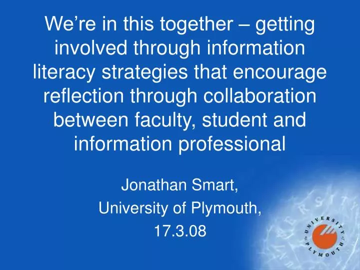 jonathan smart university of plymouth 17 3 08