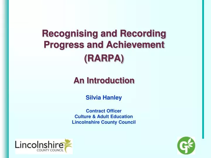 recognising and recording progress and achievement rarpa an introduction