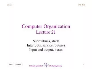 Computer Organization Lecture 21