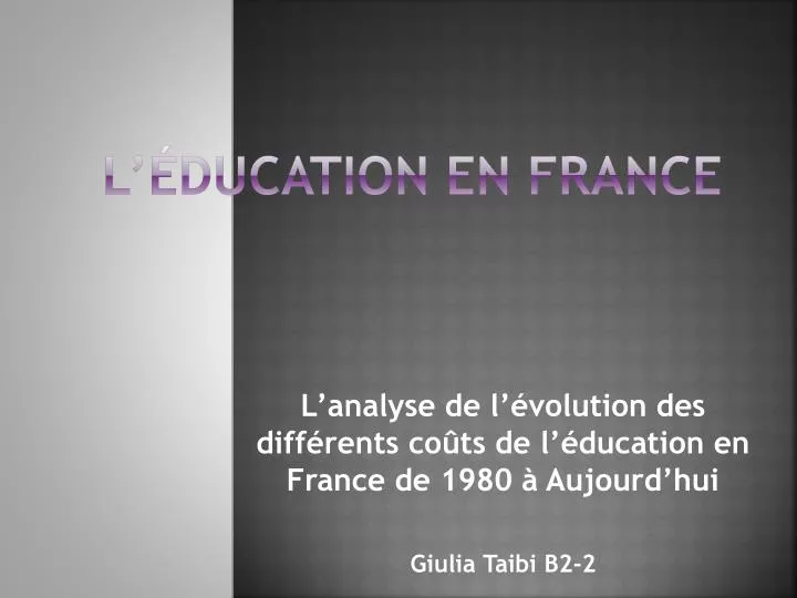 l ducation en france