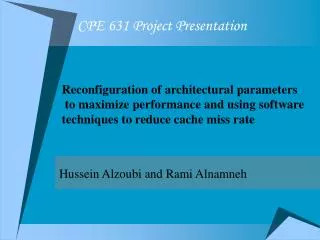 CPE 631 Project Presentation