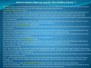 How to choose a Best car seat for Kids,Toddlers,Infants ?