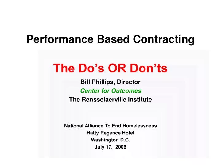 performance based contracting the do s or don ts