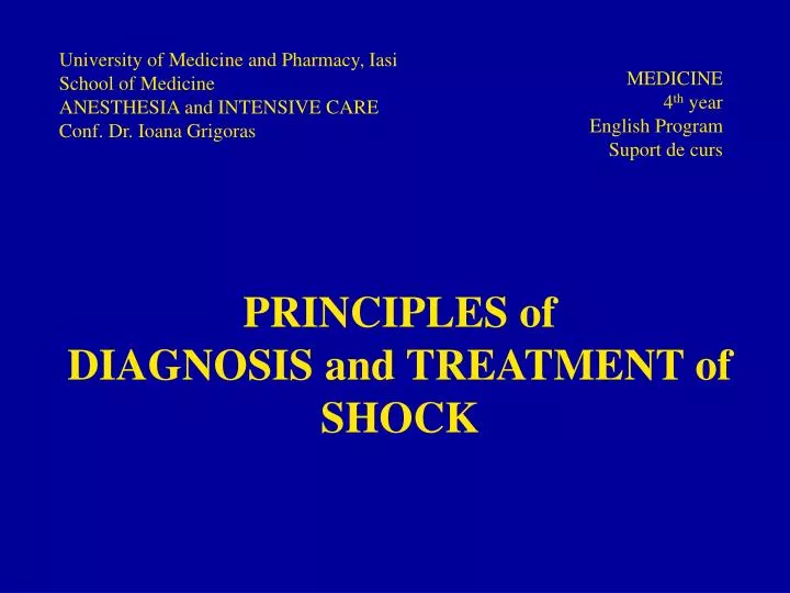 principles of diagnosis and treatment of shock