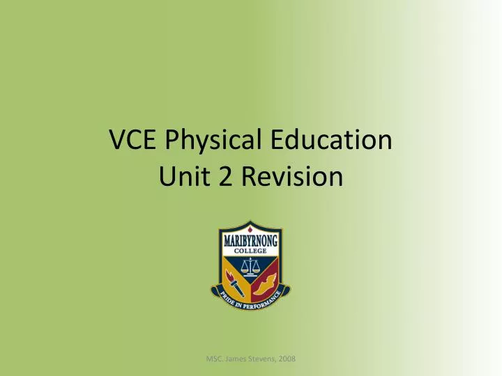 vce physical education unit 2 revision