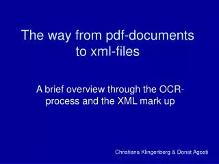 The way from pdf-documents to xml-files