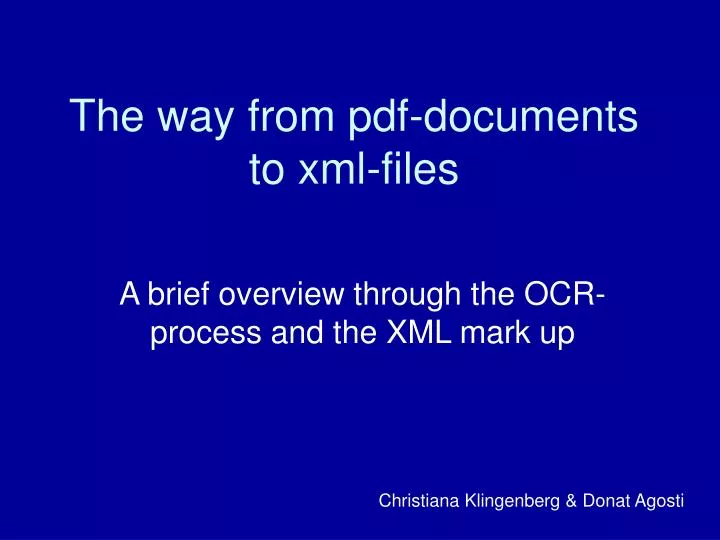 the way from pdf documents to xml files