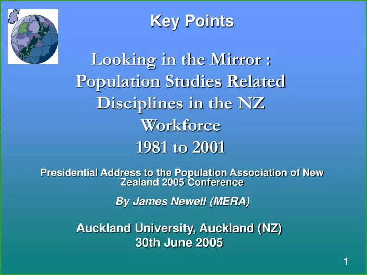 looking in the mirror population studies related disciplines in the nz workforce 1981 to 2001