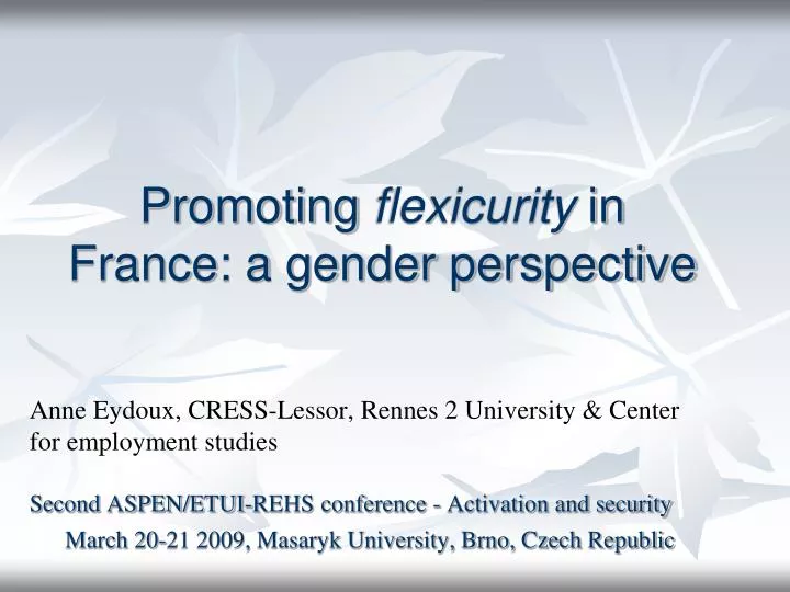 promoting flexicurity in france a gender perspective