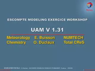 ESCOMPTE MODELING EXERCICE WORKSHOP UAM V 1.31