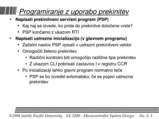 program iranje z uporabo prekinitev