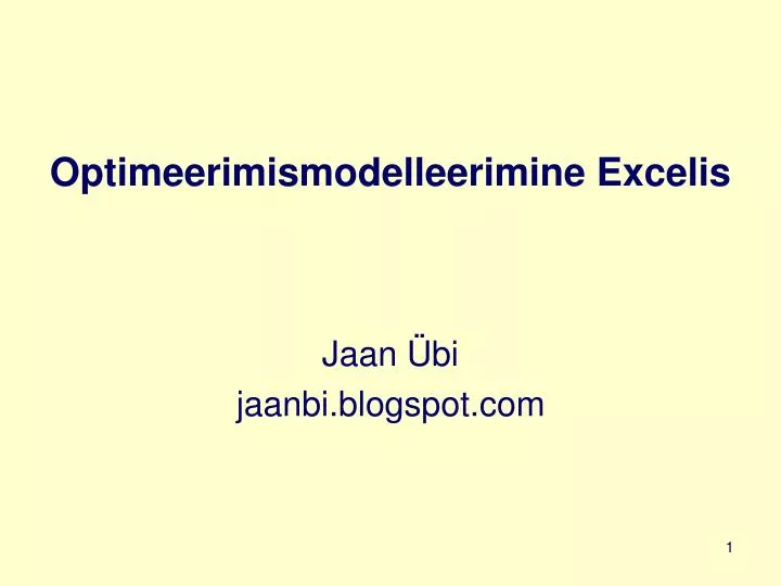 optimeerimismodelleerimine excelis