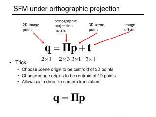 SFM under orthographic projection