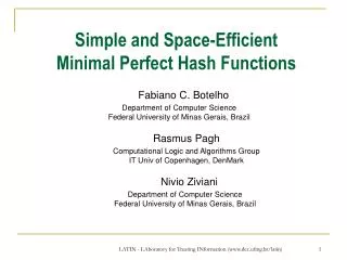 Simple and Space-Efficient Minimal Perfect Hash Functions