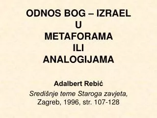 odnos bog izrael u metaforama ili analogijama