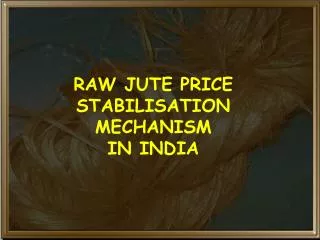 RAW JUTE PRICE STABILISATION MECHANISM IN INDIA