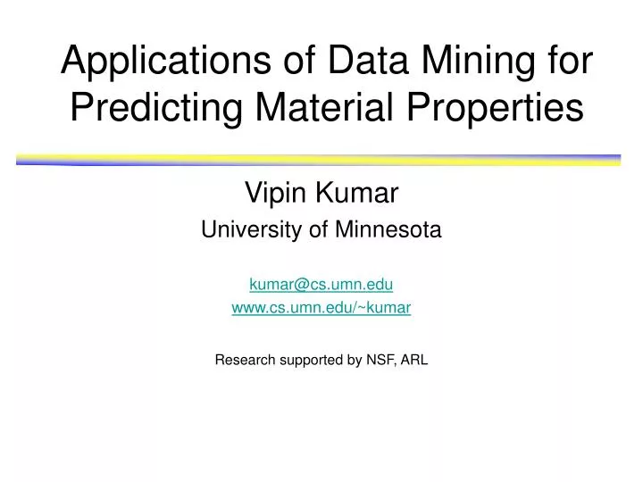 applications of data mining for predicting material properties