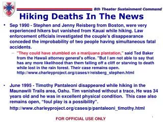 Hiking Deaths In The News