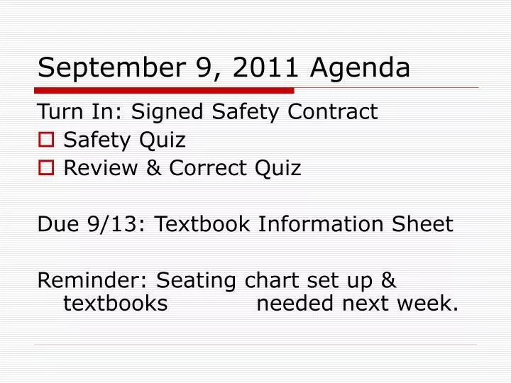 september 9 2011 agenda