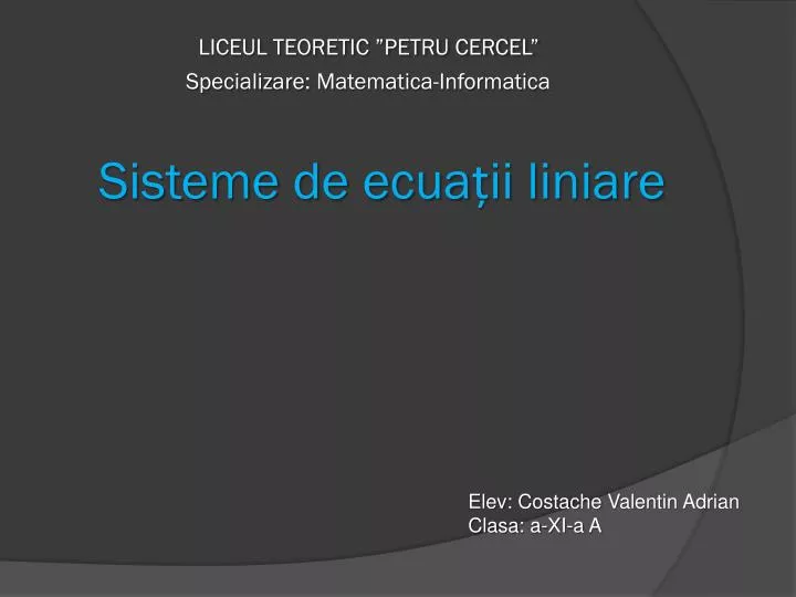 sisteme de ecua ii liniare