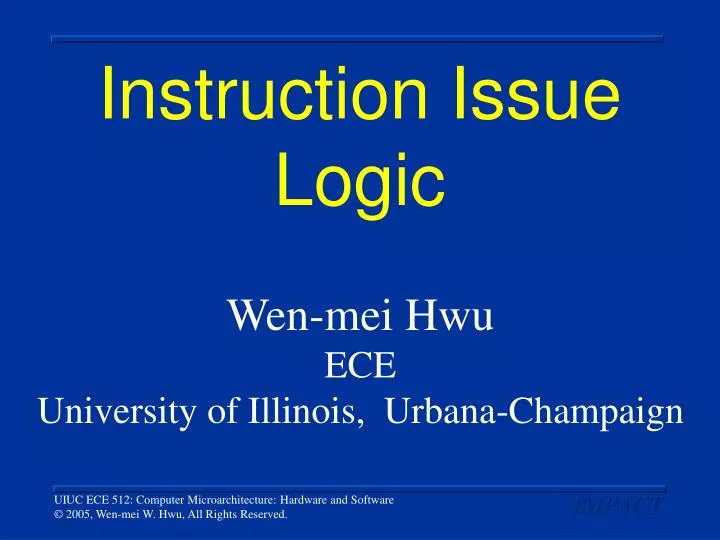 instruction issue logic