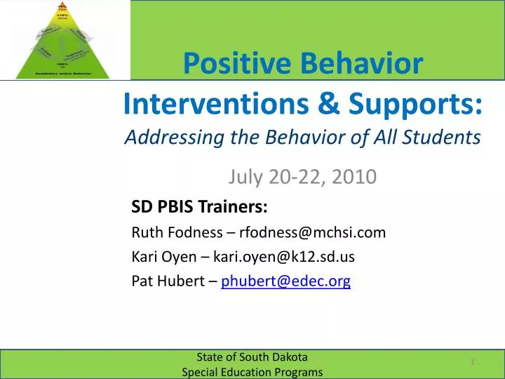 positive behavior interventions supports addressing the behavior of all students