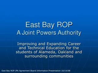 East Bay ROP A Joint Powers Authority