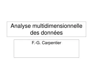 analyse multidimensionnelle des donn es