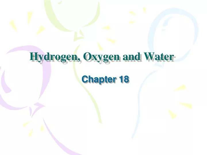 hydrogen oxygen and water