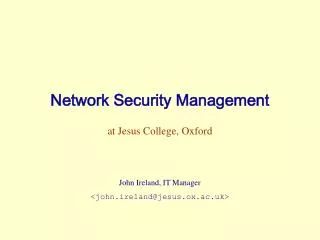 Network Security Management