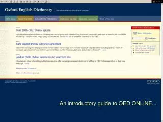 An introductory guide to OED ONLINE...