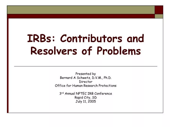 irbs contributors and resolvers of problems