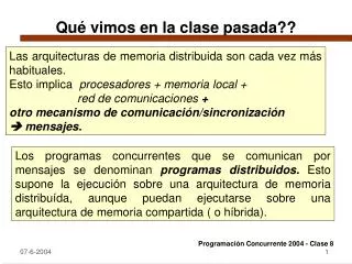 qu vimos en la clase pasada