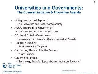 Universities and Governments: The Commercialization &amp; Innovation Agenda