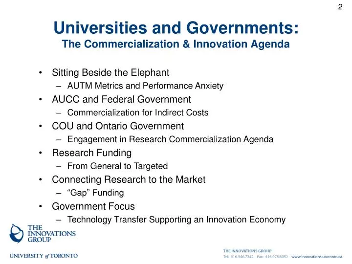 universities and governments the commercialization innovation agenda